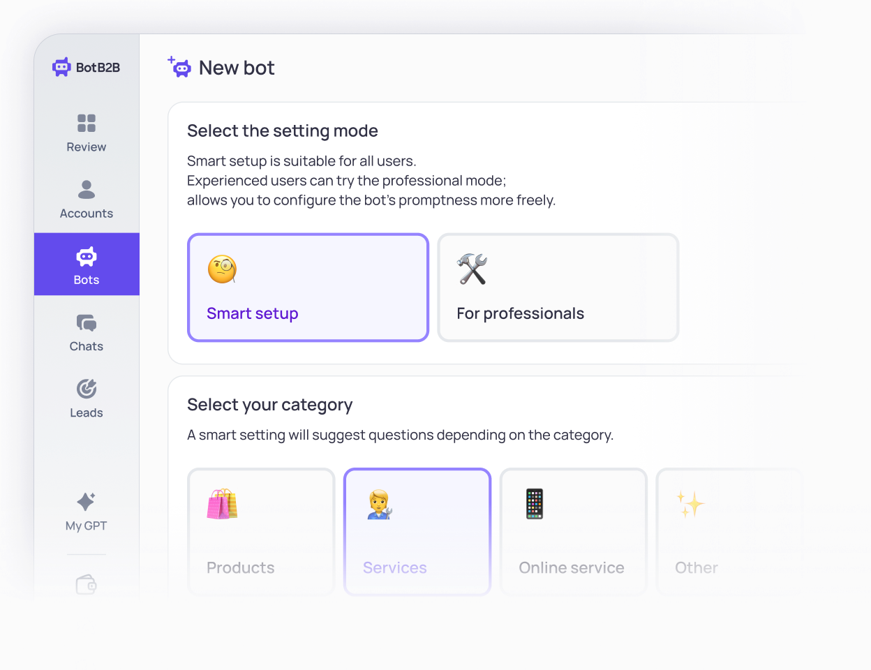 Manage all your bots from one workspace